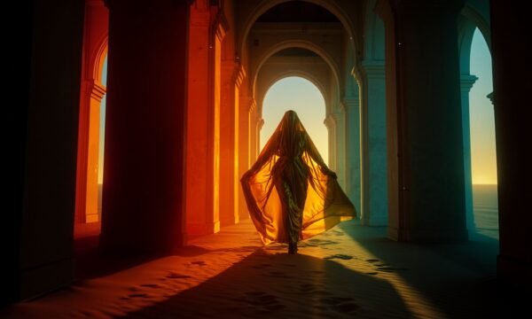 Golden Figure in Hallway